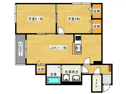 フィカーサ25(2LDK/1階)の間取り写真