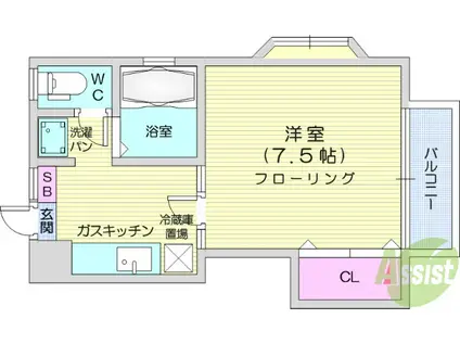シェ・モア(1K/2階)の間取り写真