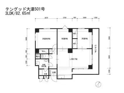 テングッド大濠(3LDK/5階)の間取り写真