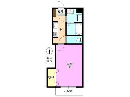 フレンドリーハイツ紺屋(1K/2階)の間取り写真