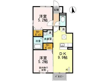 セジュール B(2DK/1階)の間取り写真
