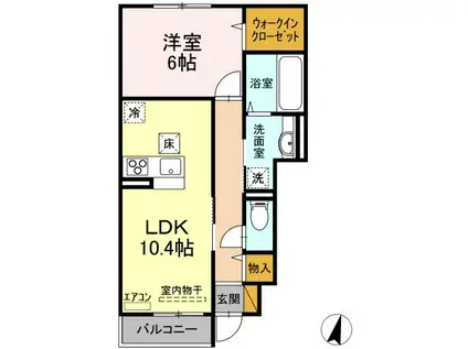 セジュールウィット(1LDK/1階)の間取り写真