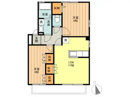 クレストAB(2LDK/2階)の間取り写真