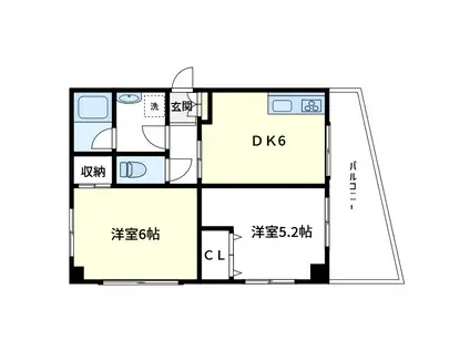 サンハイムS(2DK/3階)の間取り写真