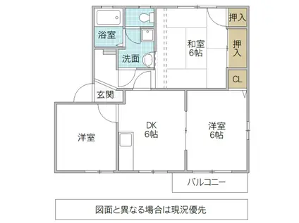 フレグランス河和田 A(3DK/2階)の間取り写真