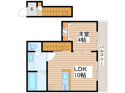 ドルチェヴィータ(1LDK/2階)の間取り写真