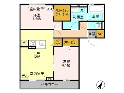 ETINCELLE  TERRE (2LDK/3階)の間取り写真