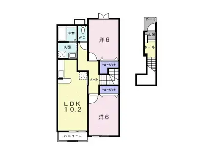 ソレイユ1番館(2LDK/2階)の間取り写真