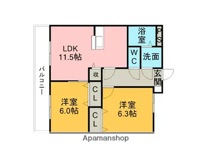 コンフォート刈谷東陽町(2LDK/8階)の間取り写真