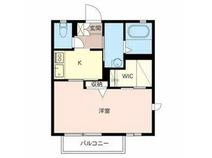 グリーンロード上中(1K/2階)の間取り写真