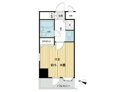 グラチアトルリ(1K/2階)の間取り写真