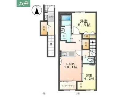 ラヴィソント(2LDK/2階)の間取り写真