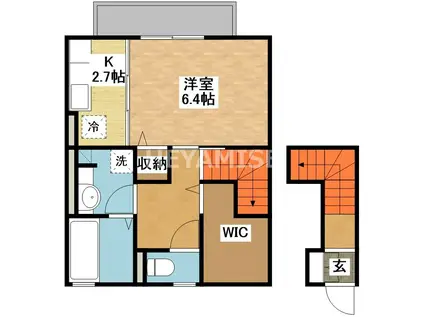 カーサデラルス A棟(1K/1階)の間取り写真