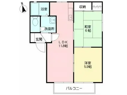 サニーデイ寺崎(2LDK/2階)の間取り写真
