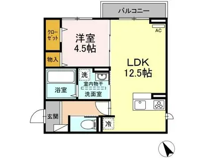 CASAニックスII(1LDK/2階)の間取り写真