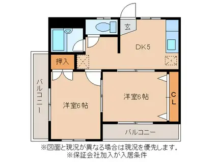 TF-1(2DK/3階)の間取り写真