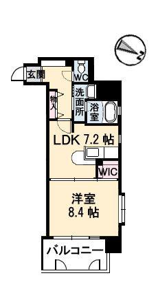 フラットリア笠岡(1DK/2階)の間取り写真