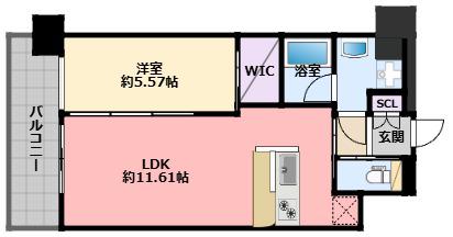 プレジオさくら夙川(1LDK/6階)の間取り写真