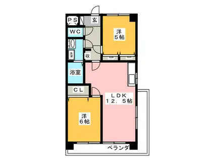 中山八番館(2LDK/5階)の間取り写真