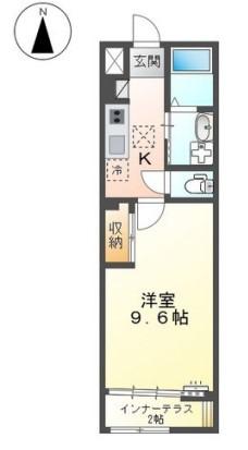 シェルル中畝(1K/1階)の間取り写真