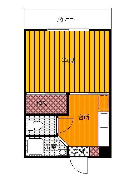 第1福元コーポ(1K/4階)の間取り写真