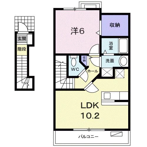 サニーヒル藤原台(1LDK/2階)の間取り写真