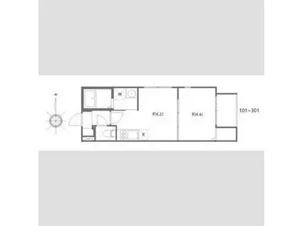 アプトエル(1DK/1階)の間取り写真