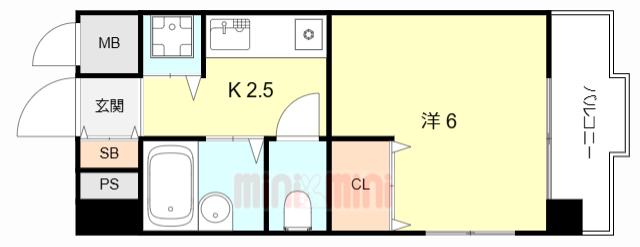 垂水ハウス一番館(1K/4階)の間取り写真