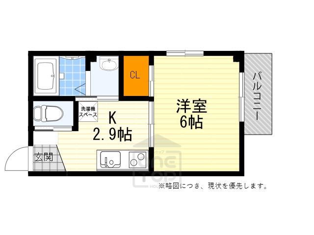 HAPPINESS高城(1K/6階)の間取り写真