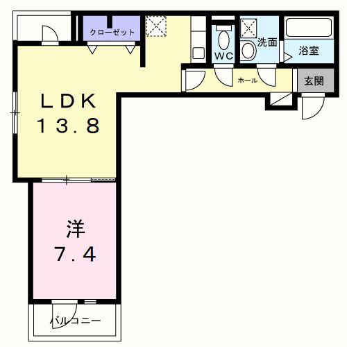 ヒカルサ岸和田畑町(1LDK/2階)の間取り写真