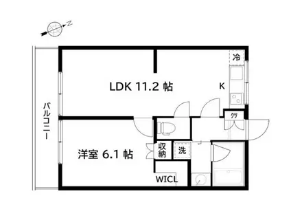 インスリウム所沢(1LDK/2階)の間取り写真