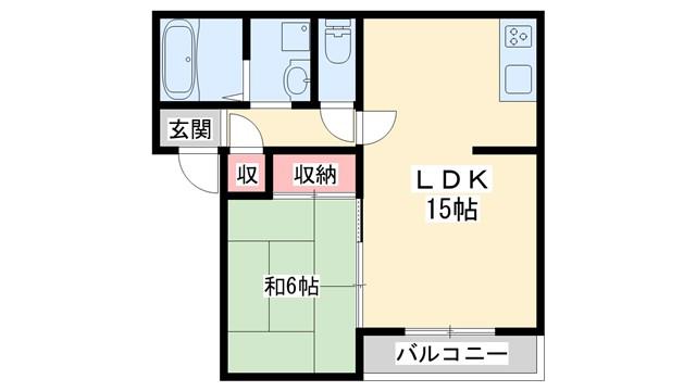 パークシティ・タキノ(1LDK/1階)の間取り写真