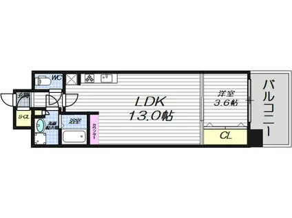 スプランディッド福島ウエスト(1LDK/10階)の間取り写真