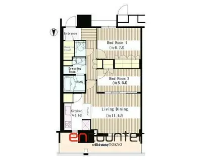 THE TOYOSU TOWER(2LDK/5階)の間取り写真