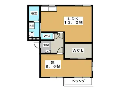 カントリーハイツ A(1LDK/2階)の間取り写真