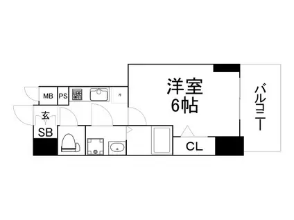 エスリード大阪城テラス(1K/2階)の間取り写真