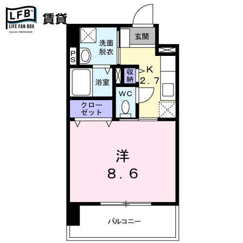 グラーツィア畠中(1K/5階)の間取り写真