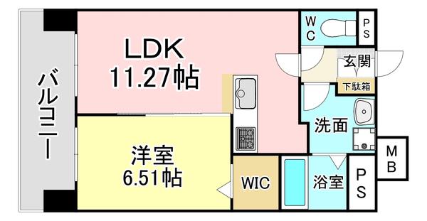 CENTER MARK三萩野(1LDK/5階)の間取り写真