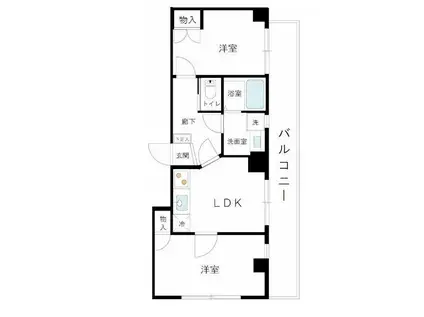 ぺリグリンアパートメント(2DK/4階)の間取り写真