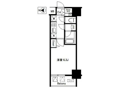 コンシェリア新宿イースト(1K/3階)の間取り写真