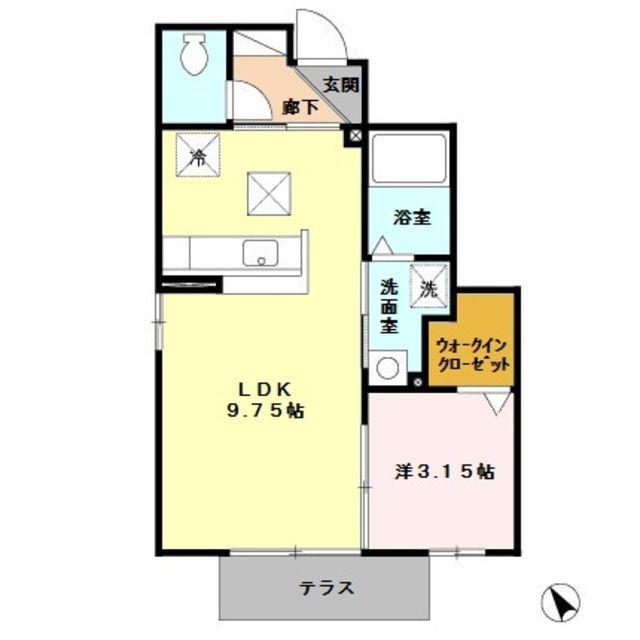 リヴェールα(1LDK/1階)の間取り写真