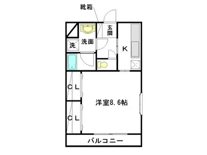 メープルハウス(1K/2階)の間取り写真
