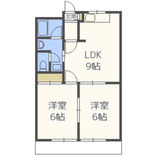 アネックスA(2DK/2階)の間取り写真