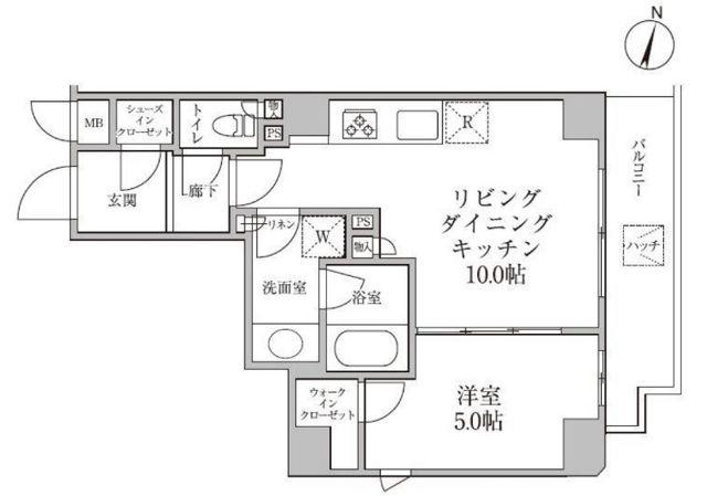 レジディア神楽坂II(1LDK/2階)の間取り写真