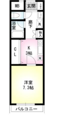 本町アンディ(1K/7階)の間取り写真