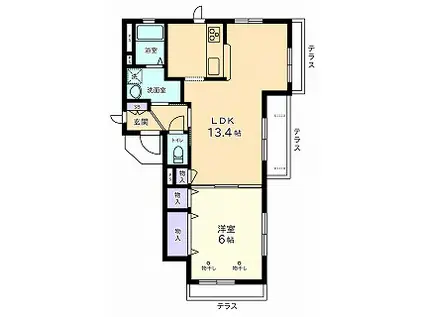 クレアール武蔵野(1LDK/1階)の間取り写真