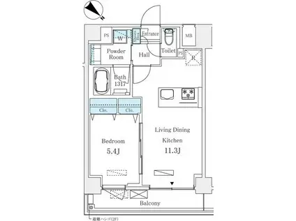 LUMICITY月島(1LDK/4階)の間取り写真