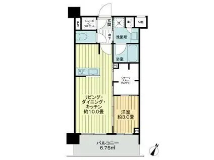 イニシアイオ本蓮沼駅前(1LDK/5階)の間取り写真