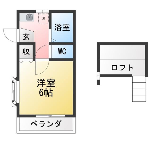 クレセントハイツヨシダ(1K/2階)の間取り写真