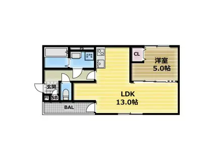 ベルビュー巽南(1LDK/3階)の間取り写真